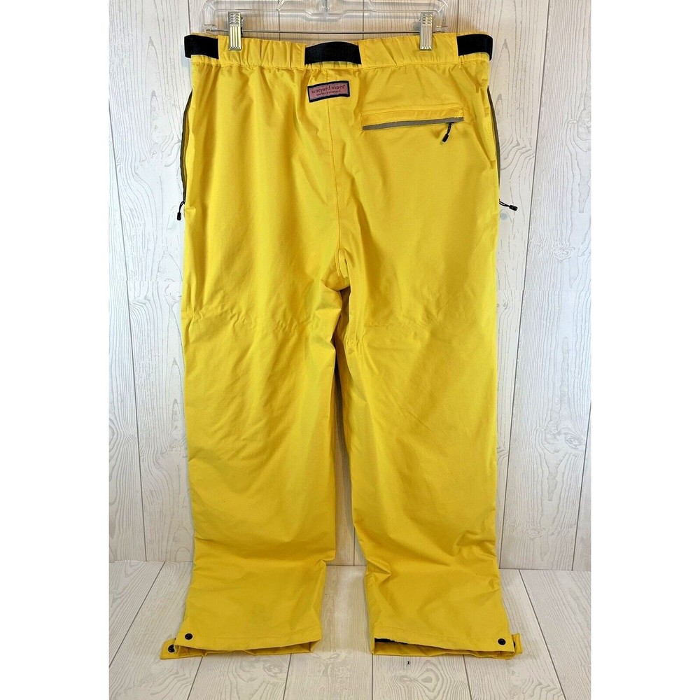 Vineyard Vines Ski Pants Mens S Yellow Belted Snowboard Rain Pockets Zipped Legs